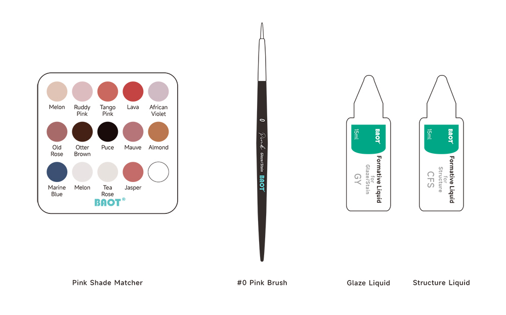 BAOT Pink Stain Glaze Paste Product List for Gingiva